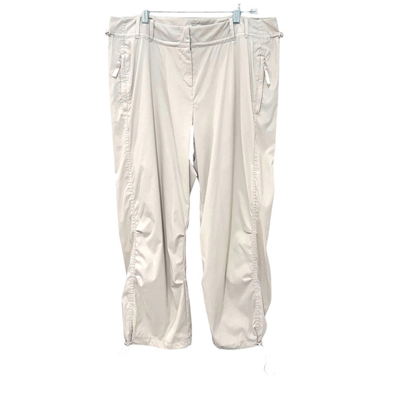 J Jill Outdoor Hiking Cream Cargo Cropped Pant Size 14 Adjustable Waist/Hem - Picture 1 of 8